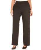 Tahari By Asl Plus Size Pants, Flat-front Stretch Trousers
