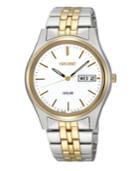 Seiko Watch, Men's Solar Two Tone Stainless Steel Bracelet 37mm Sne032