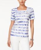 Alfred Dunner Cyprus Collection Striped Square-neck Top