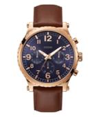 Guessmen's Honey Brown Leather Chronograph Watch 46mm