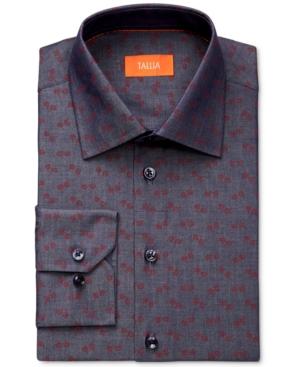 Tallia Men's Fitted Floral-print Denim Dress Shirt