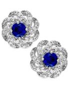 Sapphire (5/8 Ct. T.w.) And Diamond (1/3 Ct. T.w.) Knot Earrings In 14k White Gold