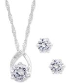 Charter Club Silver-tone Crystal Pendant Necklace And Earrings