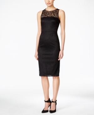 Jessica Simpson Sleeveless Lace Midi Sheath Dress