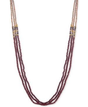Lonna & Lilly Rose Gold-tone Purple Bead Triple-row Necklace