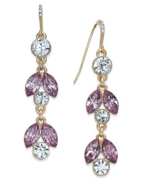 Charter Club Gold-tone Lilac Crystal Drop Earrings, Only At Macy's