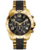 Guess Men's Chronograph Black And Gold-tone Stainless Steel Bracelet Watch 45mm U0598g4