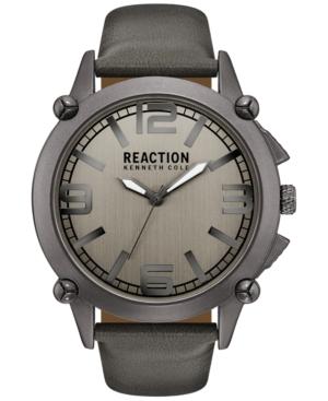 Kenneth Cole Reaction Men's Gray Faux Leather Strap Watch 49mm 10030950