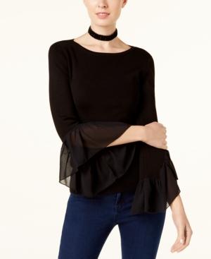 Inc International Concepts Flared Georgette-cuff Sweater, Created For Macy's