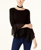 Inc International Concepts Flared Georgette-cuff Sweater, Created For Macy's