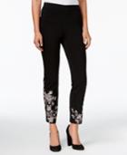 Style & Co Embroidered Ponte-knit Pull-on Pants, Created For Macy's