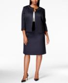 Tahari Asl Plus Size Bead-trim Jacquard Skirt Suit