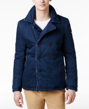 Tommy Hilfiger Men's Quilted Double-breasted Cotton Denim Coat