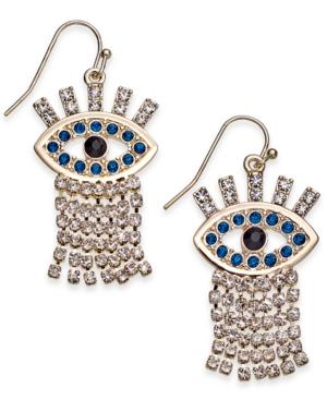 Thalia Sodi Gold-tone Evil-eye Glitter Drop Earrings, Created For Macy's