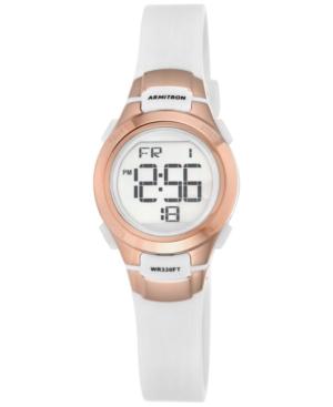 Armitron Women's Digital Chronograph White Resin Strap Watch 27mm 45-7012rsg