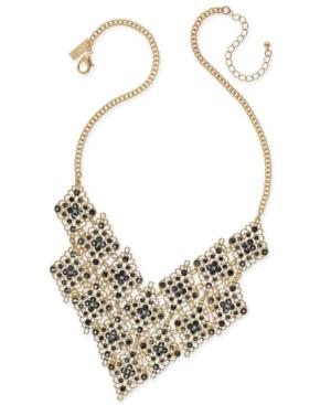 Inc International Concepts Gold-tone Black Crystal Statement Necklace, Only At Macy's