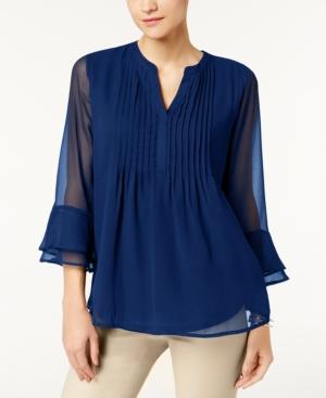 Charter Club Pleated Sheer Blouse, Created For Macy's