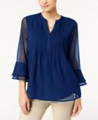 Charter Club Pleated Sheer Blouse, Created For Macy's