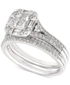 Diamond Princess Cluster Bridal Set (1-1/4 Ct. T.w.) In 14k White Gold