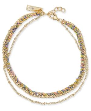 I.n.c. Gold-tone Cotton Threaded Layered Ankle Bracelet, Created For Macy's