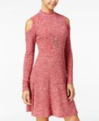One Hart Juniors' Space-dyed Cold-shoulder Sweater Dress, Only At Macy's