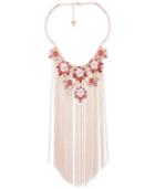 Guess Rose Gold-tone Flower & Chain Fringe Statement Necklace, 15 + 3 Extender