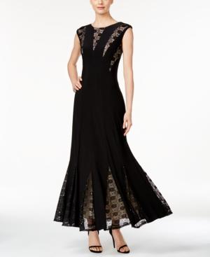 R & M Richards Sleeveless Lace-inset Mermaid Gown