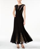 R & M Richards Sleeveless Lace-inset Mermaid Gown