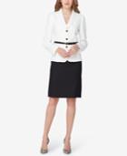 Tahari Asl Belted Colorblocked Skirt Suit