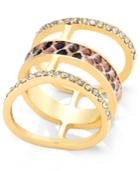Thalia Sodi Gold-tone Snakeskin-inspired Crystal Three-band Statement Ring, Only At Macy's