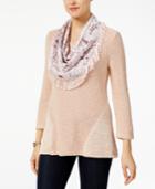 Style & Co Velvet Removable-scarf Sweater, Created For Macy's