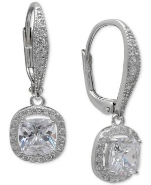 Giani Bernini Cubic Zirconia Halo Drop Earrings In Sterling Silver, Created For Macy's