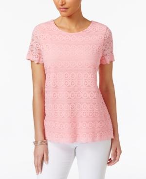 Charter Club Lace Scalloped-hem Top, Only At Macy's