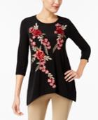 Jm Collection Embroidered Tunic Top, Created For Macy's