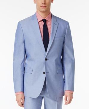Tommy Hilfiger Men's Slim-fit Stretch Performance Blue Chambray Solid Suit Jacket