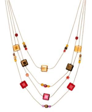 C.a.k.e By Ali Khan Gold-tone Square Bead Multi-row Illusion Necklace