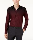 Ryan Seacrest Distinction Men's Slim-fit Black/port Ombre Micro-stripe Dress Shirt