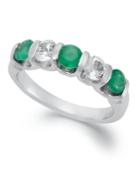 Sterling Silver Ring, Emerald And White Saphire Channel-set Band (1-1/3 Ct. T.w.)