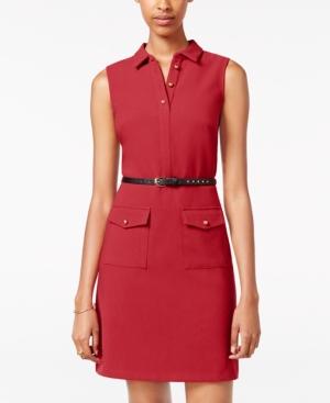 Xoxo Juniors' Sleeveless Belted Shirtdress