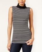 Maison Jules Sleeveless Striped Turtleneck, Only At Macy's