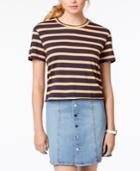 Rebellious One Juniors' Striped Unfinished T-shirt