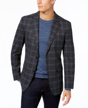 Tommy Hilfiger Men's Slim-fit Stretch Performance Gray/blue Deco Windowpane Sport Coat