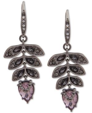 Jenny Packham Hematite-tone Crystal Leaf Drop Earrings
