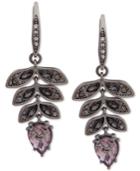 Jenny Packham Hematite-tone Crystal Leaf Drop Earrings