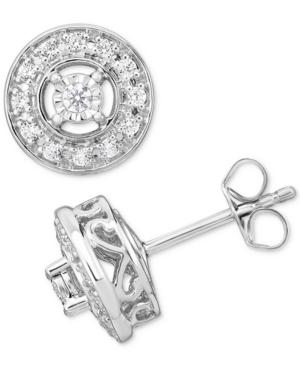 Diamond Halo Stud Earrings (1/3 Ct. T.w.) In 10k Gold
