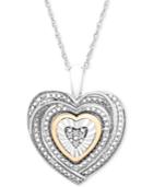 Diamond Accent Two-tone Heart Pendant Necklace In Sterling Silver And 10k Gold