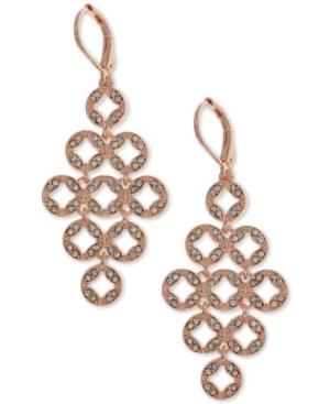 Anne Klein Rose Gold-tone Pave Chandelier Earrings