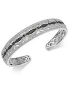Diamond Filigree Openwork Bangle Cuff Bracelet (3/8 Ct. T.w.) In Sterling Silver