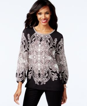 Alfani Embellished Cross-back Top, Only At Macy's
