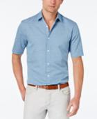 Alfani Red Men's Big And Tall Slim-fit Striped Short-sleeve Shirt, Only At Macy's